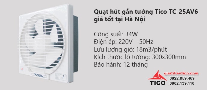 Quạt hút gắn tường Tico TC-25AV6 giá tốt tại Hà Nội